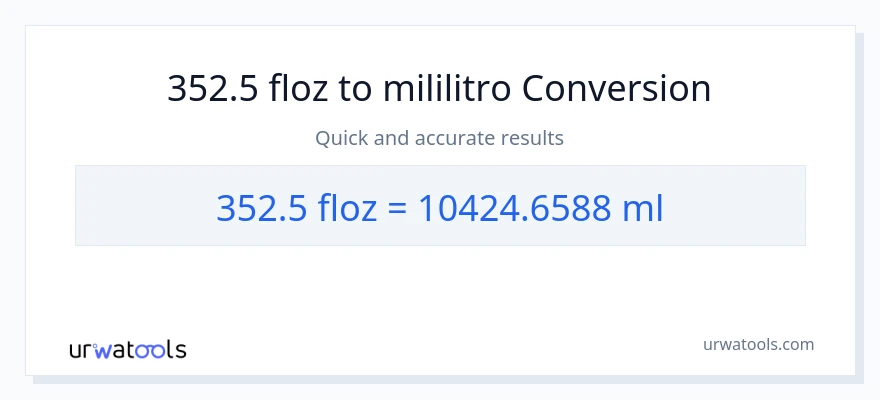 352.5 mga onsa ng likido patungong mga mililitro na conversion