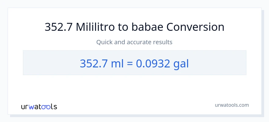 352.7 mga mililitro patungong Mga galon na conversion