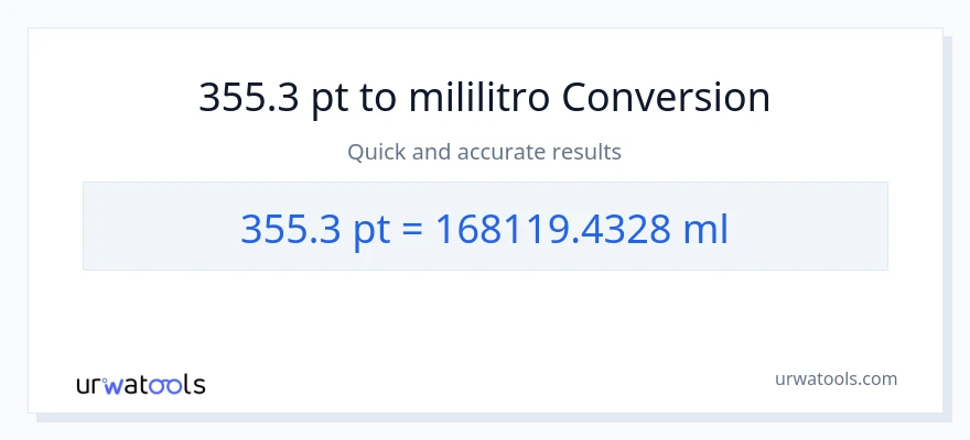 355.3 Pints patungong mga mililitro na conversion