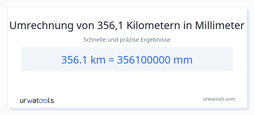 356.1 Kilometer zu Millimeter Umwandlung