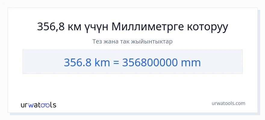 356.8 километр дан миллиметр га конверсия