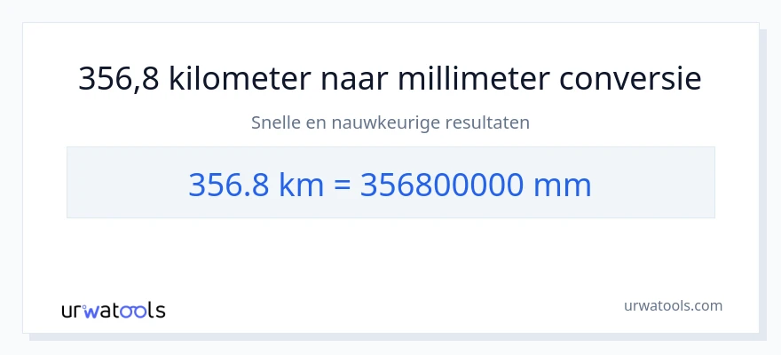 356.8 kilometers naar millimeters conversie