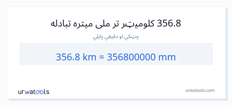 356.8 کیلومتره ته ملی متره بدلون