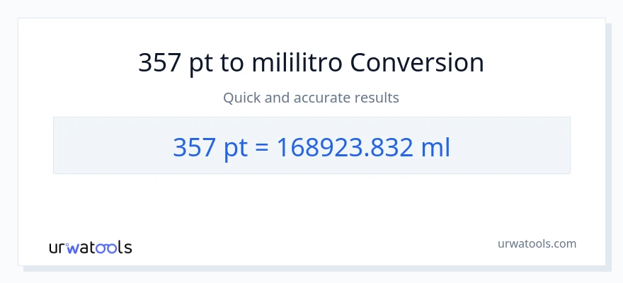 357 Pints patungong mga mililitro na conversion