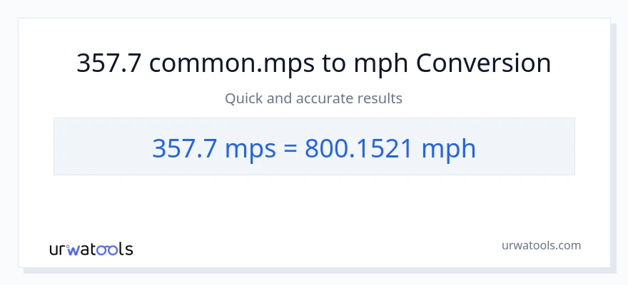 357.7 Meters Per Second patungong milya kada oras na conversion