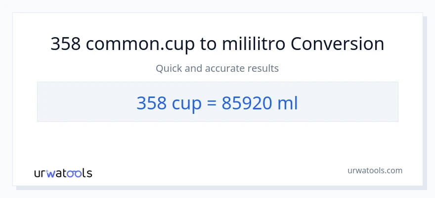 358 mga tasa patungong mga mililitro na conversion