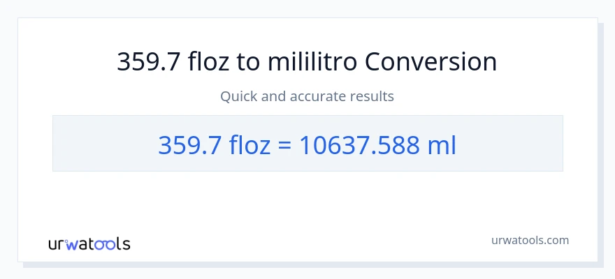 359.7 mga onsa ng likido patungong mga mililitro na conversion