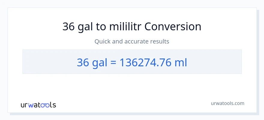 Konwersja 36 Galony do mililitry