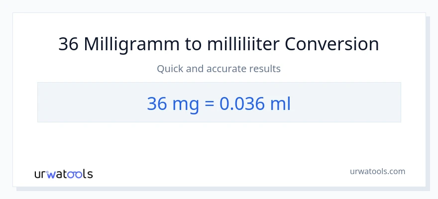 36 milligrammi konversioon milliliitrid-ks