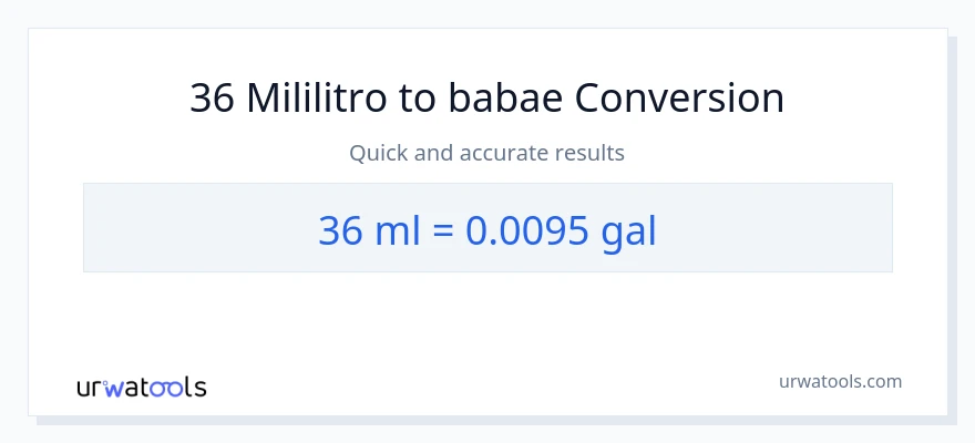 36 mga mililitro patungong Mga galon na conversion