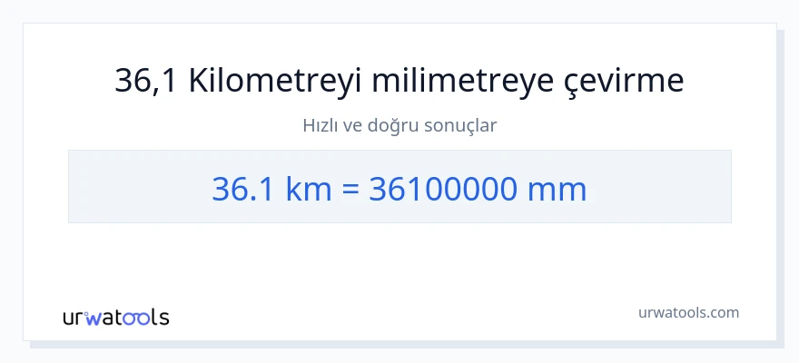 36.1 kilometre'den milimetre'e dönüşüm