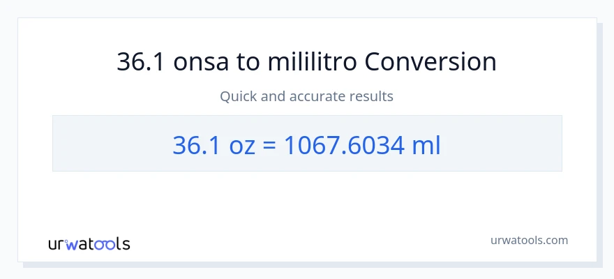 36.1 Mga onsa patungong mga mililitro na conversion