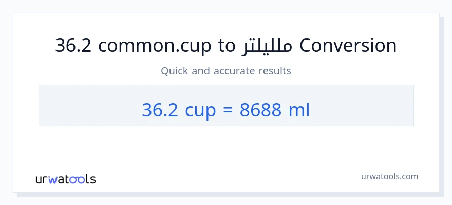 التحويل من 36.2 أكواب إلى ملليلتر