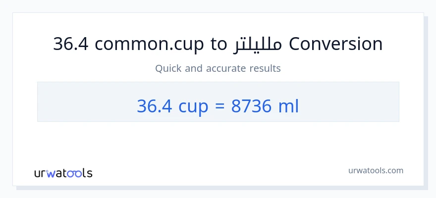 التحويل من 36.4 أكواب إلى ملليلتر