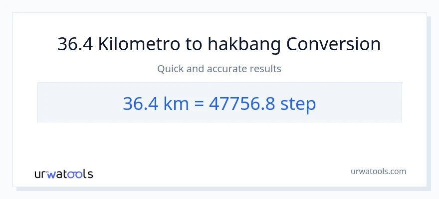 36.4 Kilometro patungong mga hakbang na conversion
