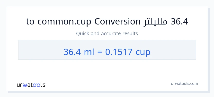 التحويل من 36.4 ملليلتر إلى أكواب
