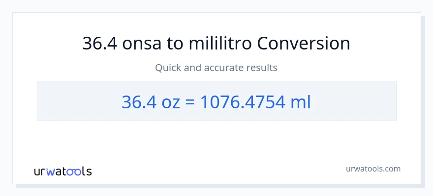 36.4 Mga onsa patungong mga mililitro na conversion