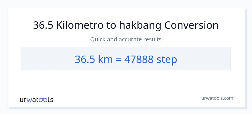 36.5 Kilometro patungong mga hakbang na conversion