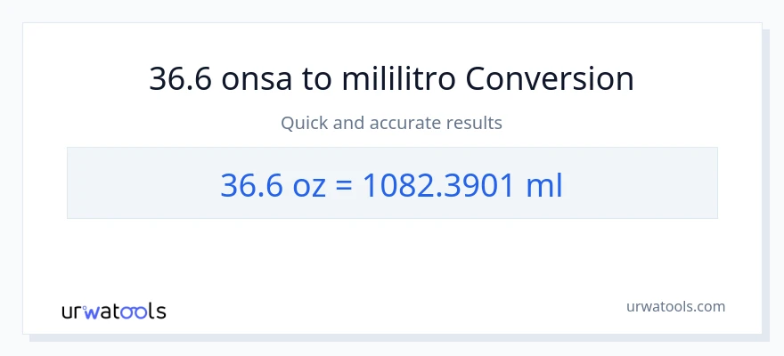 36.6 Mga onsa patungong mga mililitro na conversion