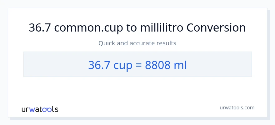 Conversione da 36.7 tazze a millilitri