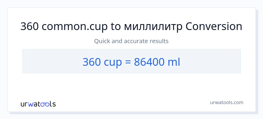 360 чашки в миллилитры преобразование