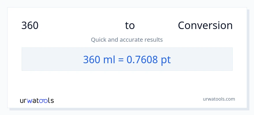 360 மில்லிலிட்டர்கள் இலிருந்து Pints வரை மாற்றம்