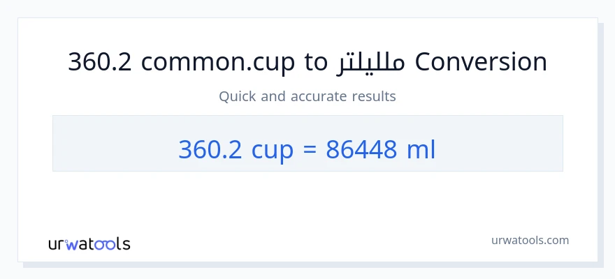 التحويل من 360.2 أكواب إلى ملليلتر