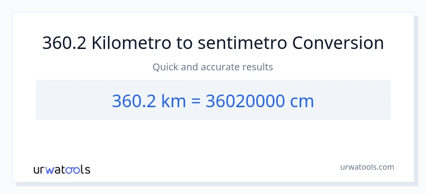 360.2 Kilometro patungong Mga Sentimetro na conversion