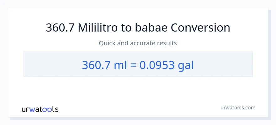 360.7 mga mililitro patungong Mga galon na conversion