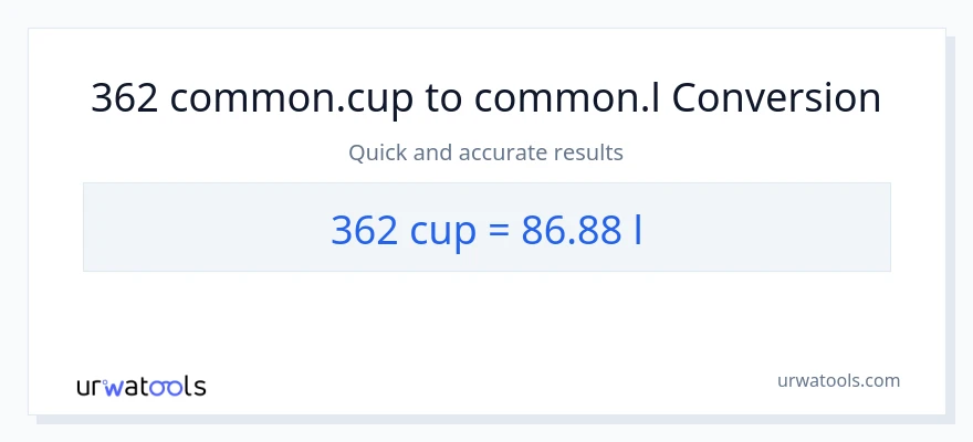 362 mga tasa patungong Liters na conversion