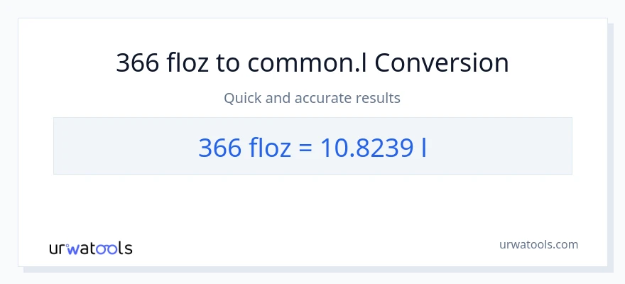 366 mga onsa ng likido patungong Liters na conversion