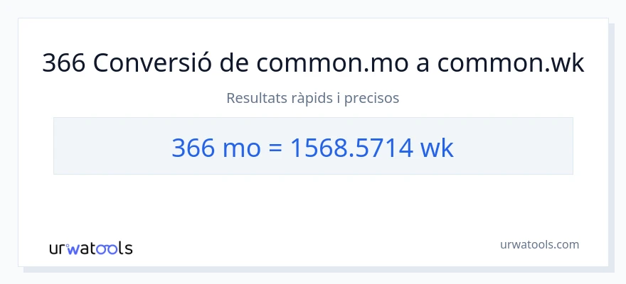 Conversió de 366 mesos a setmanes
