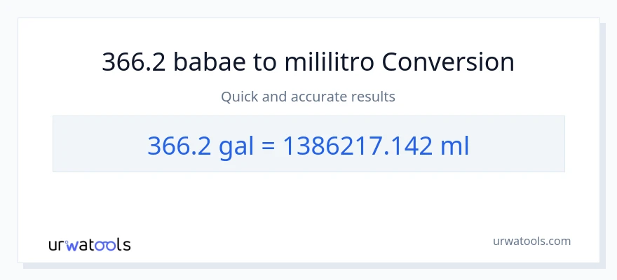 366.2 Mga galon patungong mga mililitro na conversion