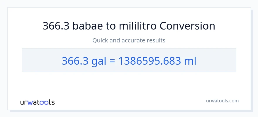 366.3 Mga galon patungong mga mililitro na conversion
