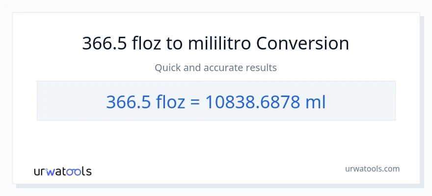 366.5 mga onsa ng likido patungong mga mililitro na conversion