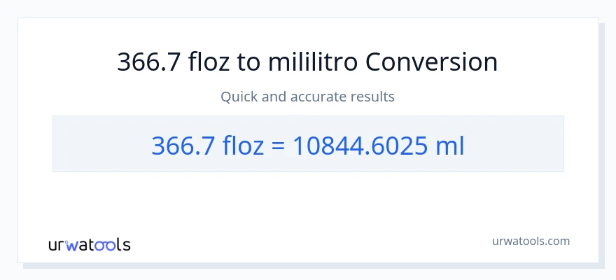 366.7 mga onsa ng likido patungong mga mililitro na conversion