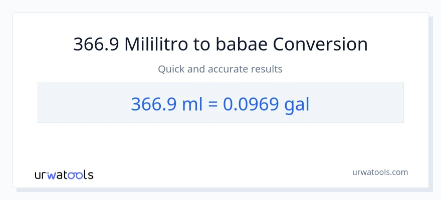 366.9 mga mililitro patungong Mga galon na conversion