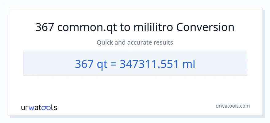 367 Quarts patungong mga mililitro na conversion