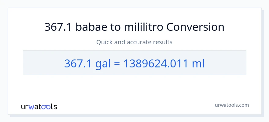 367.1 Mga galon patungong mga mililitro na conversion