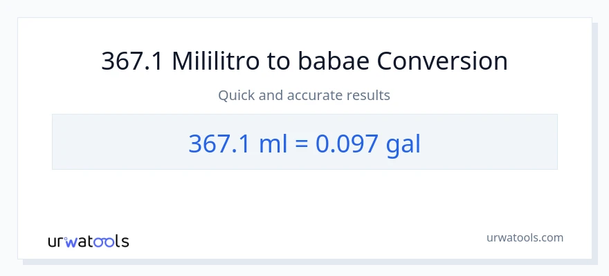 367.1 mga mililitro patungong Mga galon na conversion