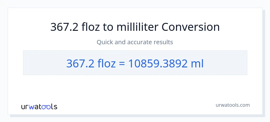 367.2 Flüssigunzen zu Milliliter Umwandlung