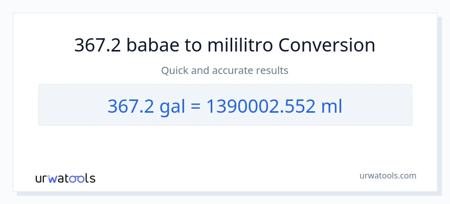 367.2 Mga galon patungong mga mililitro na conversion