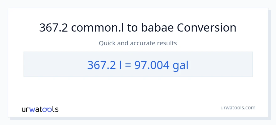 367.2 Liters patungong Mga galon na conversion