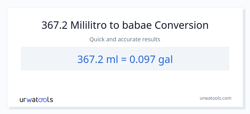 367.2 mga mililitro patungong Mga galon na conversion