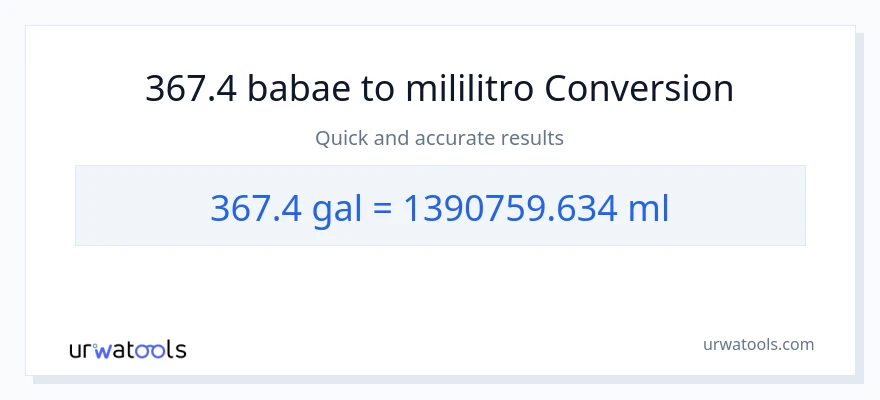 367.4 Mga galon patungong mga mililitro na conversion