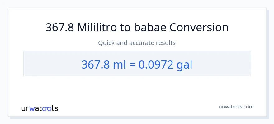 367.8 mga mililitro patungong Mga galon na conversion