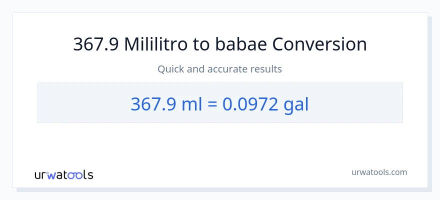 367.9 mga mililitro patungong Mga galon na conversion