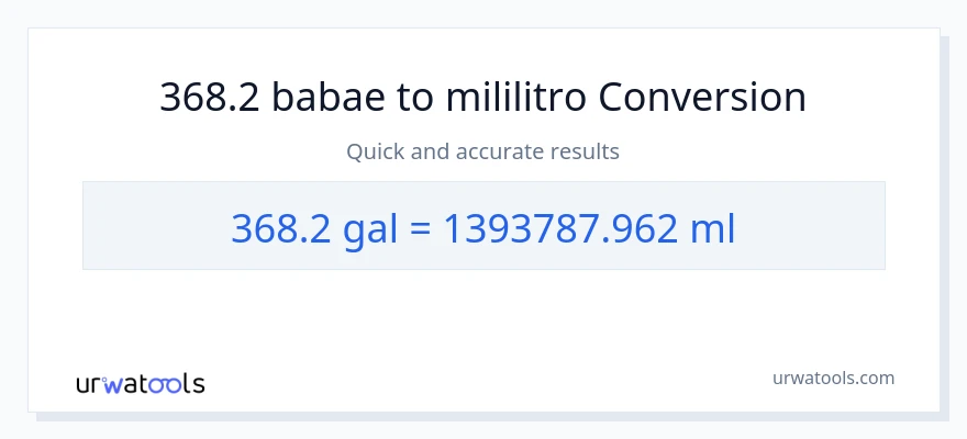 368.2 Mga galon patungong mga mililitro na conversion