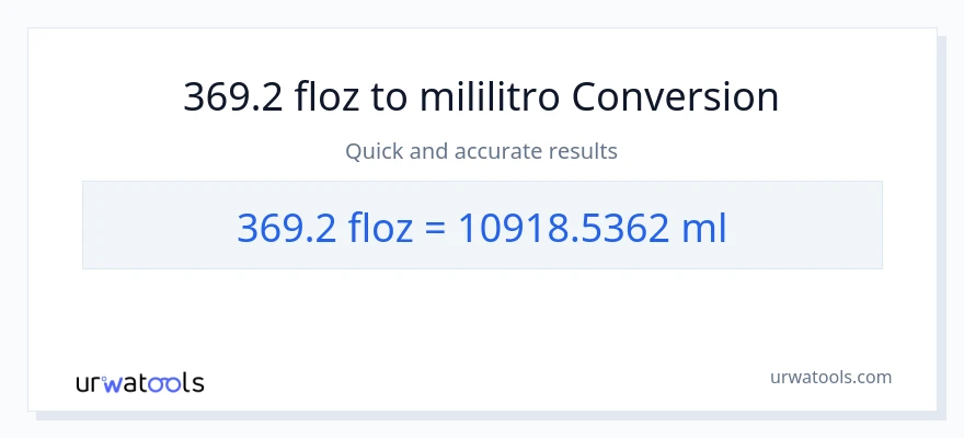 369.2 mga onsa ng likido patungong mga mililitro na conversion