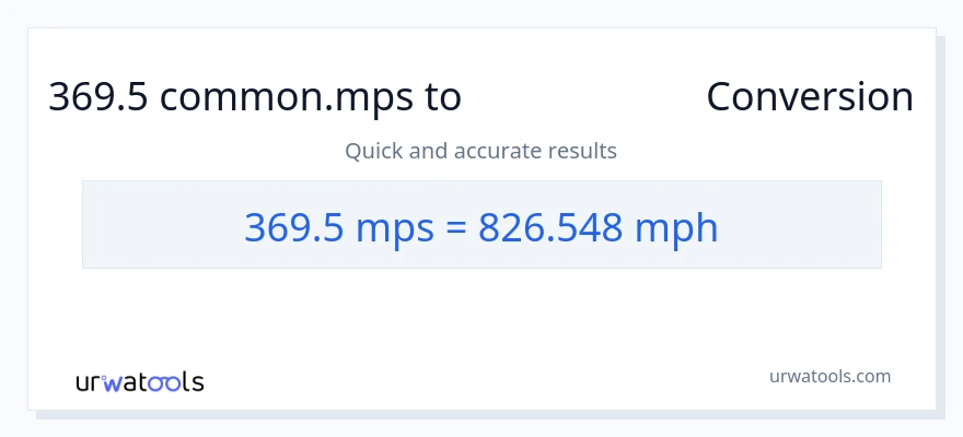 369.5 Meters Per Second నుండి గంటకు మైళ్ళు కు మార్పిడి